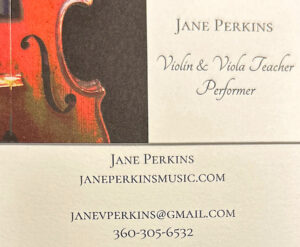 Jane Perkins, violin, viola